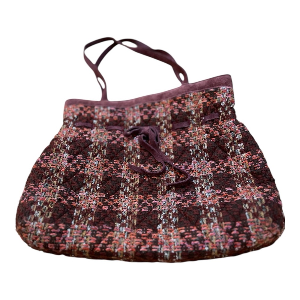 VERA BRADLEY Tweed/Suede Cinch Tote/Purse Retired Collection